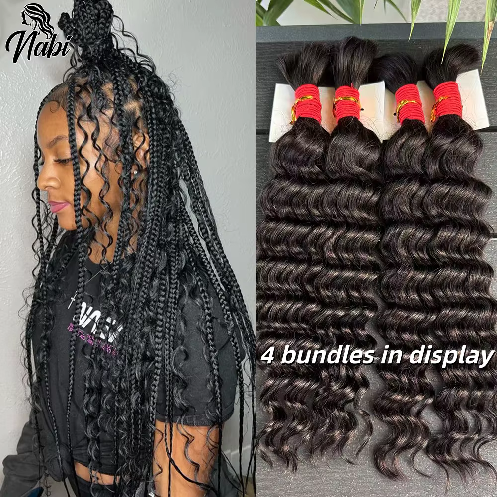 NABI Highlight Honey Blonde Deep Wave Hair Bundles sans trame pour tresses bohèmes – Extensions de c