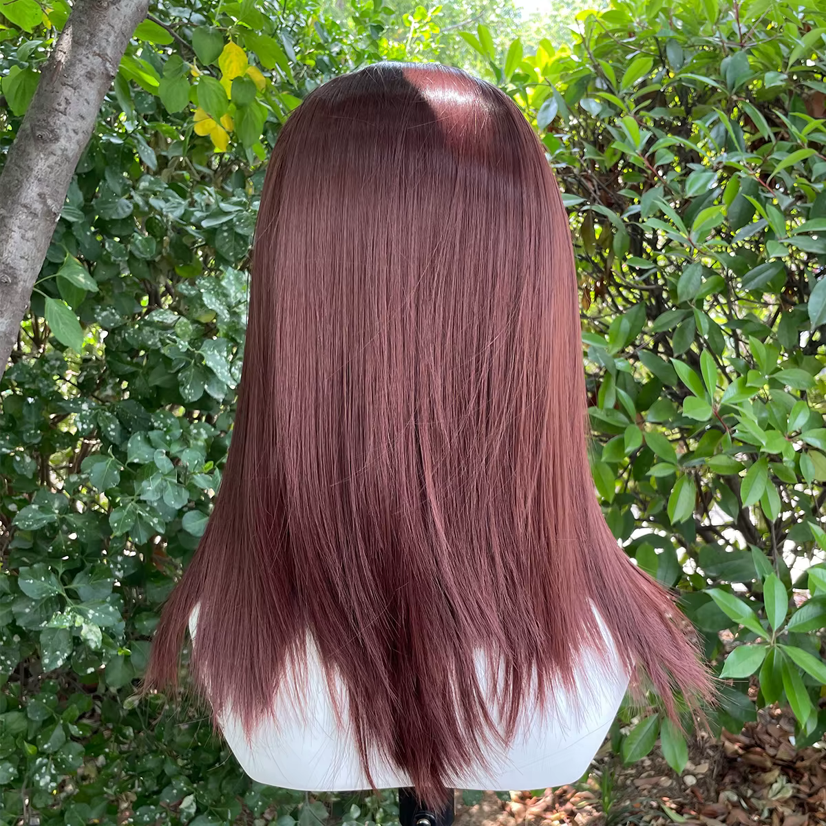 Perruque Lace Front Wig synthétique sans colle, longueur d'épaule rouge marron 13x4, perruque avec r