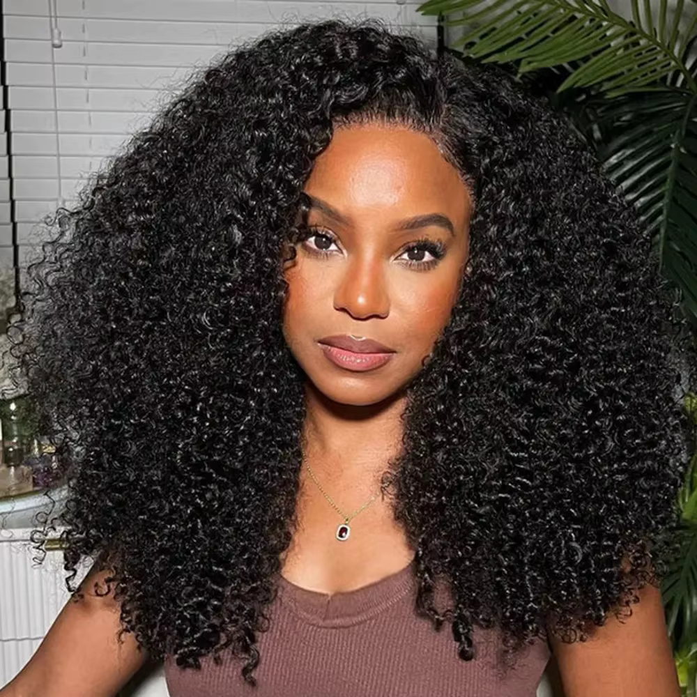 Perruque en cheveux humains bouclés crépus à 300 % de densité pour femmes, cheveux indiens bruts, pe