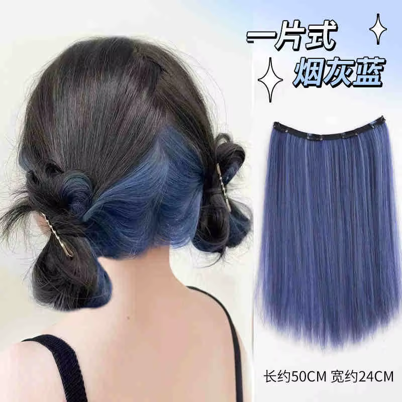 Extensions Capillaires Synthétiques en Forme de V, Postiche Longue et Lisse, Couleur Naturelle, Faux