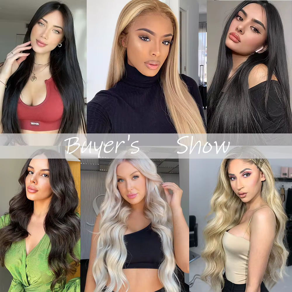 16 Clips 7 pièces/ensemble Extensions de cheveux longue ondulée coiffure naturel synthétique noir bl