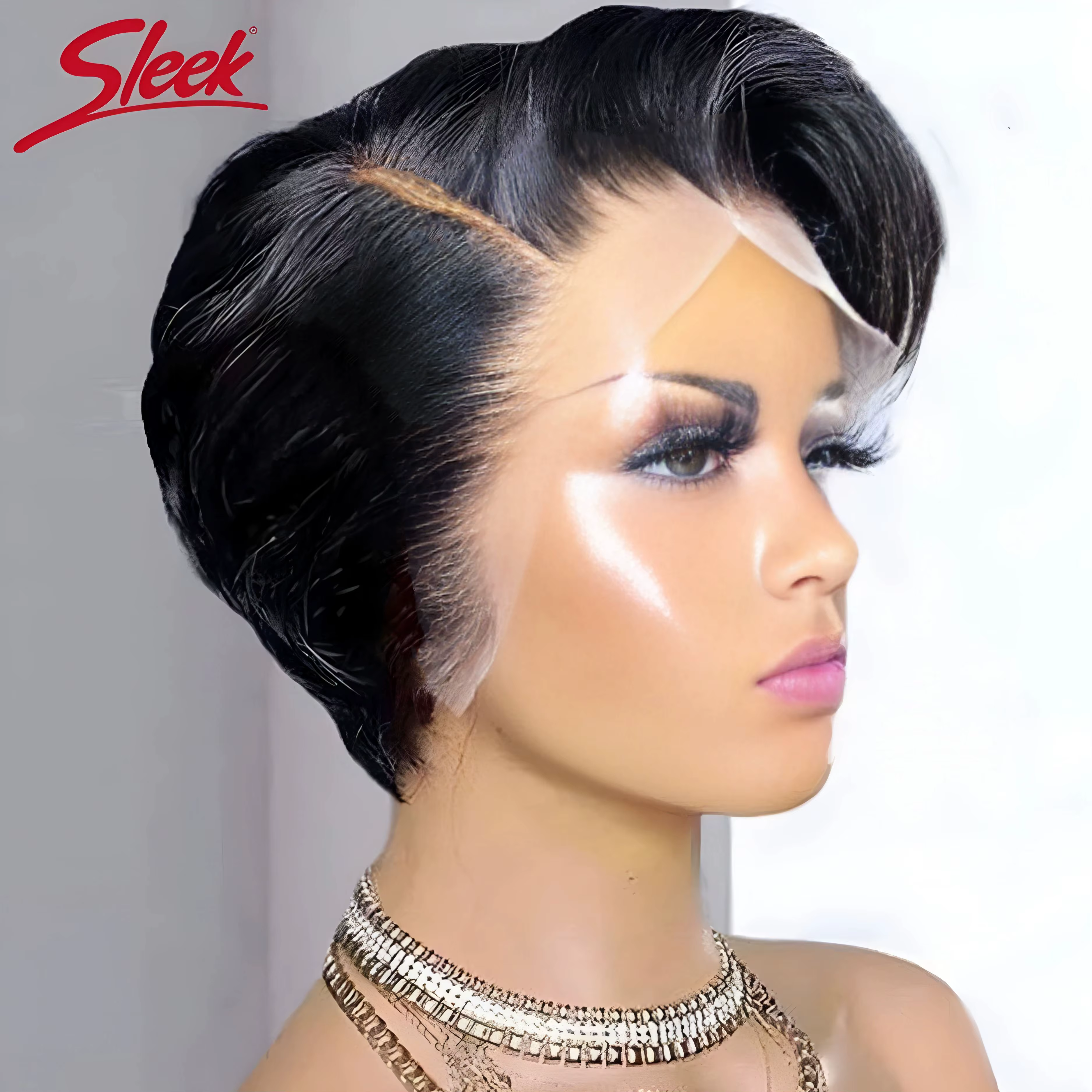 Perruque Bob Lace Front Wig Remy brésilienne naturelle, cheveux lisses, blond élégant, noir foncé, g