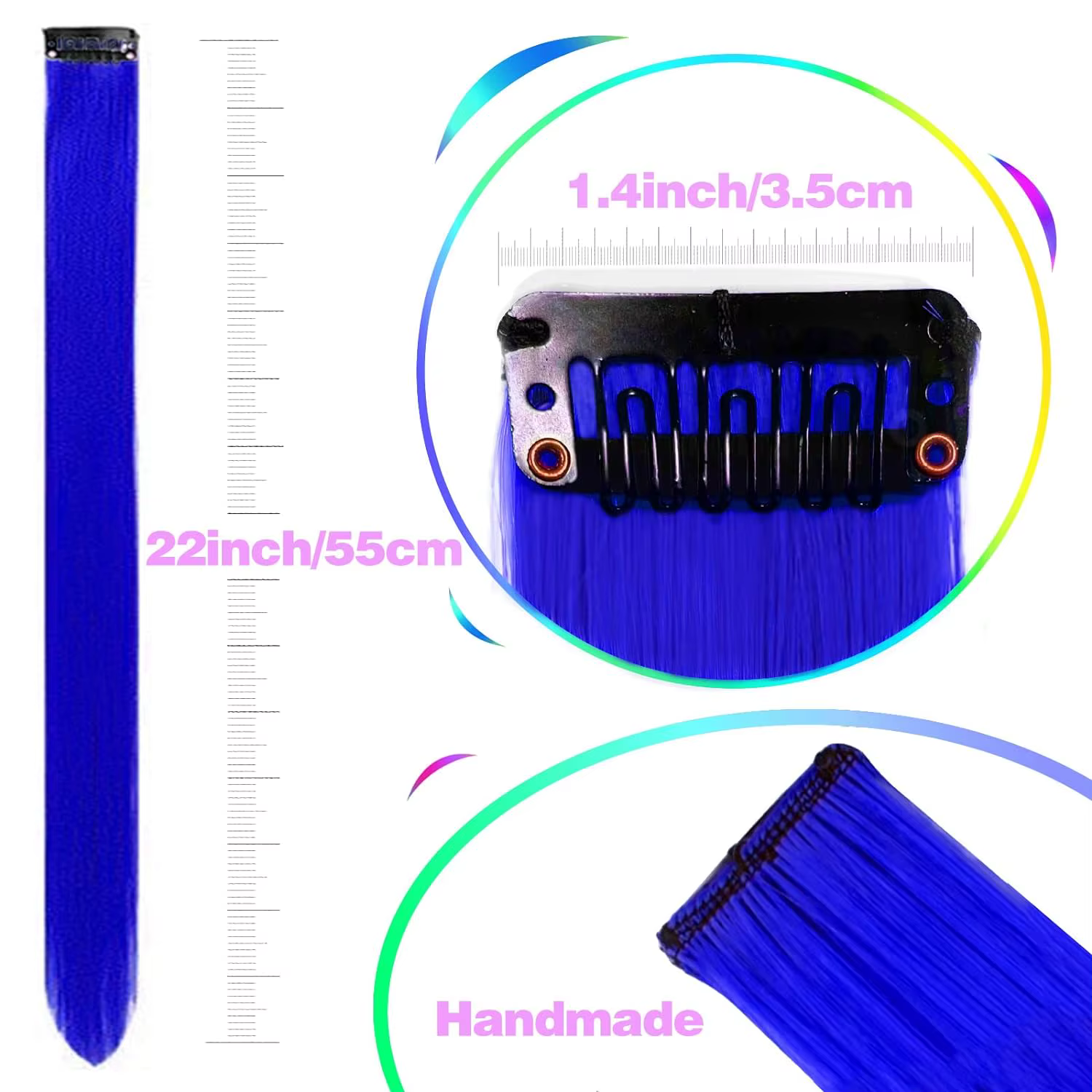 Extensions de cheveux synthétiques lisses multicolores, 10 pièces, reflets de fête, Clip en cadeau d