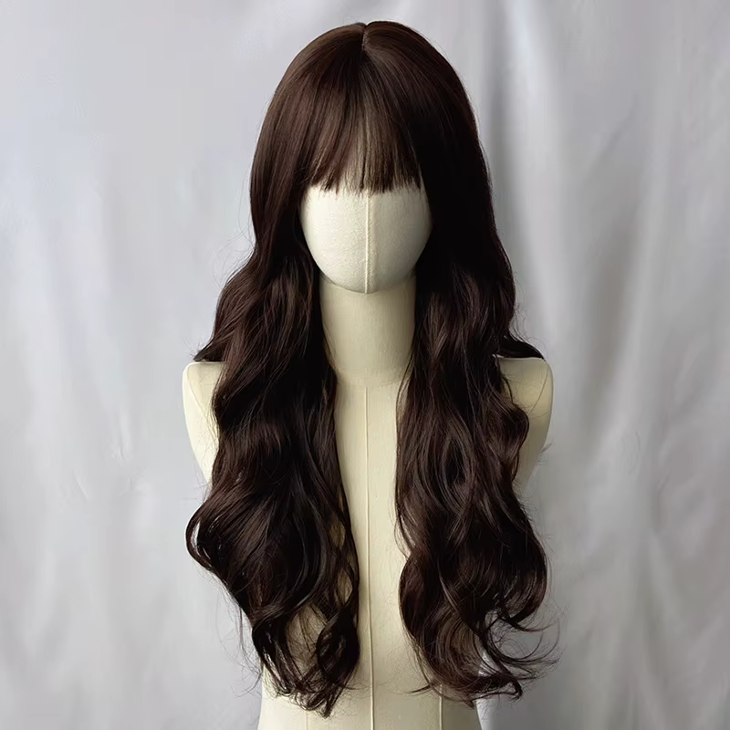 Perruque synthétique rouge de 26 pouces avec grandes vagues pour cosplay d'Halloween, costume quotid