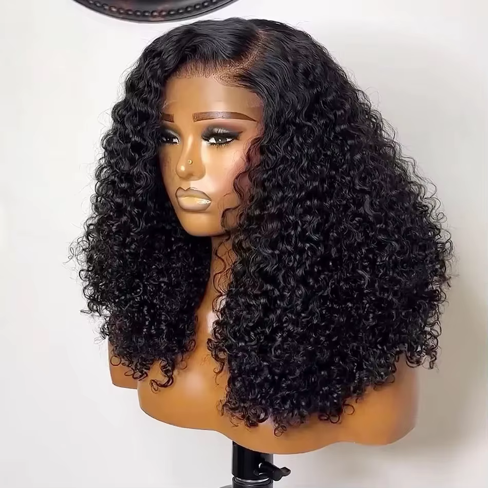 Perruque Lace Front 13x4 Courte Bouclée Bob 230% Pré-épilée, Ondulations Profondes, Perruque Frontal