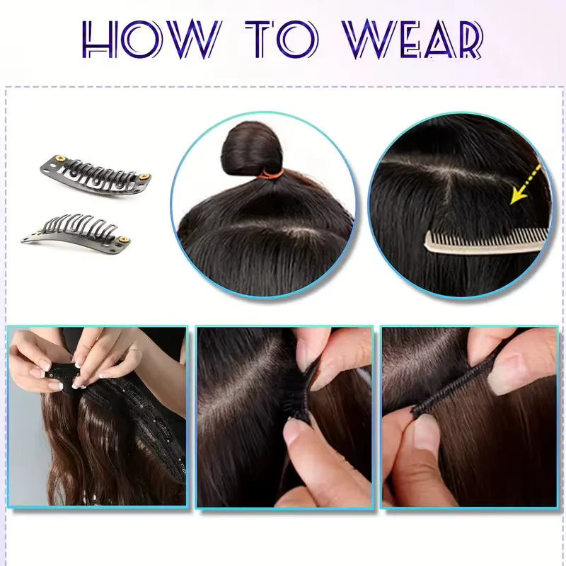 WIGSIN synthétique 6 pièces/ensemble Extension de cheveux longue droite à clipser Extension Invisibl