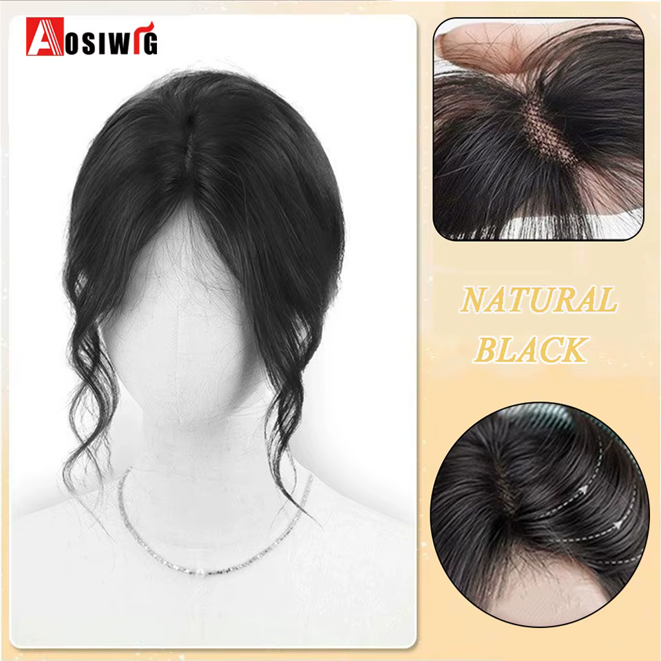 Perruque synthétique longue droite avec clip, extensions de cheveux à clipser, dessus de tête moelle