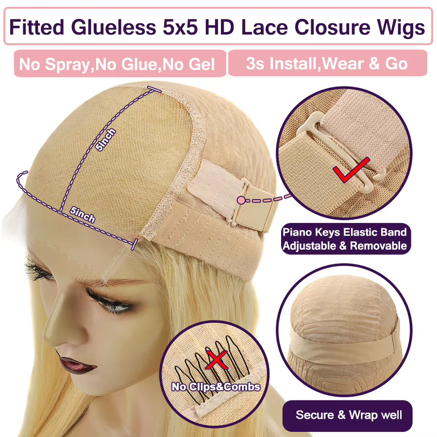 Wow Angel 32 pouces perruques sans colle 613 perruques blondes 5x5 HD dentelle fermeture perruques d