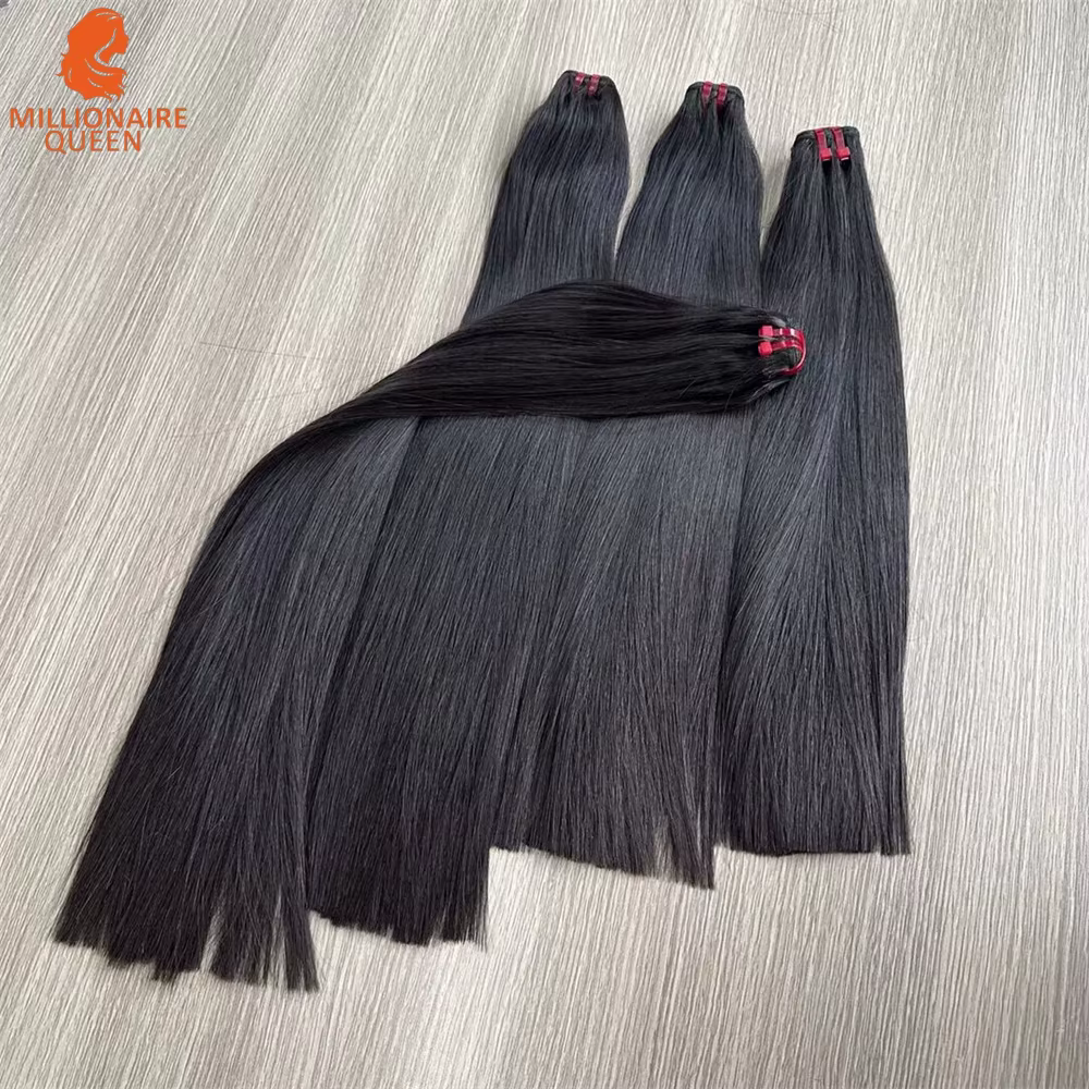 20A Super Double dessiné vierge droite tissage paquets cheveux humains crus vietnamien non transform