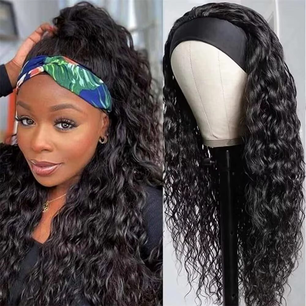 Bandeau perruques vague d'eau perruque de cheveux humains pour les femmes fait à la Machine 16-22 po