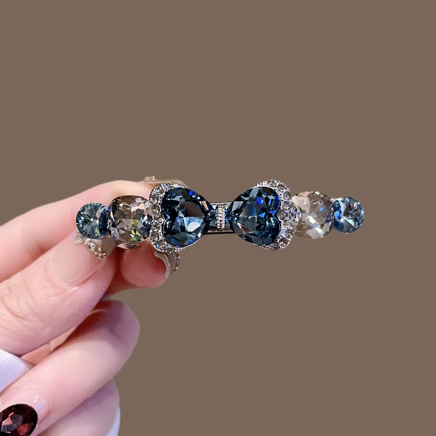 Barrette à cheveux en cristal de qualité supérieure, petite taille, pour demi-queue de cheval, éléga