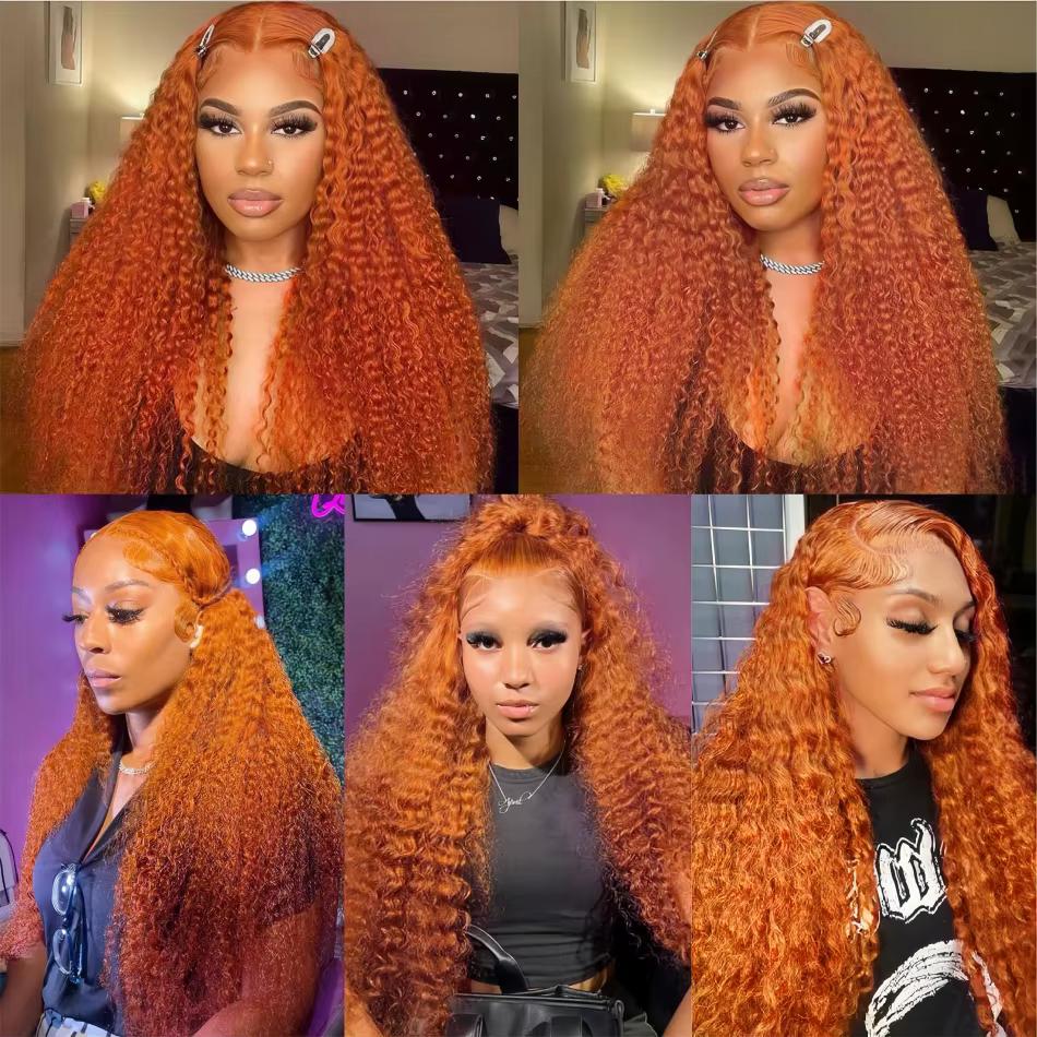 Perruques Lace Front Ondulées Orange Gingembre 30 Pouces 13x4 13x6 # 350 Perruques Colorées en Cheve
