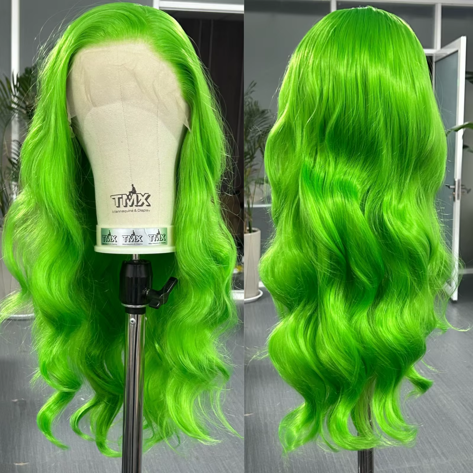 Perruque verte longue bouclée ondulée pour femmes, cheveux synthétiques, partie libre, corps naturel
