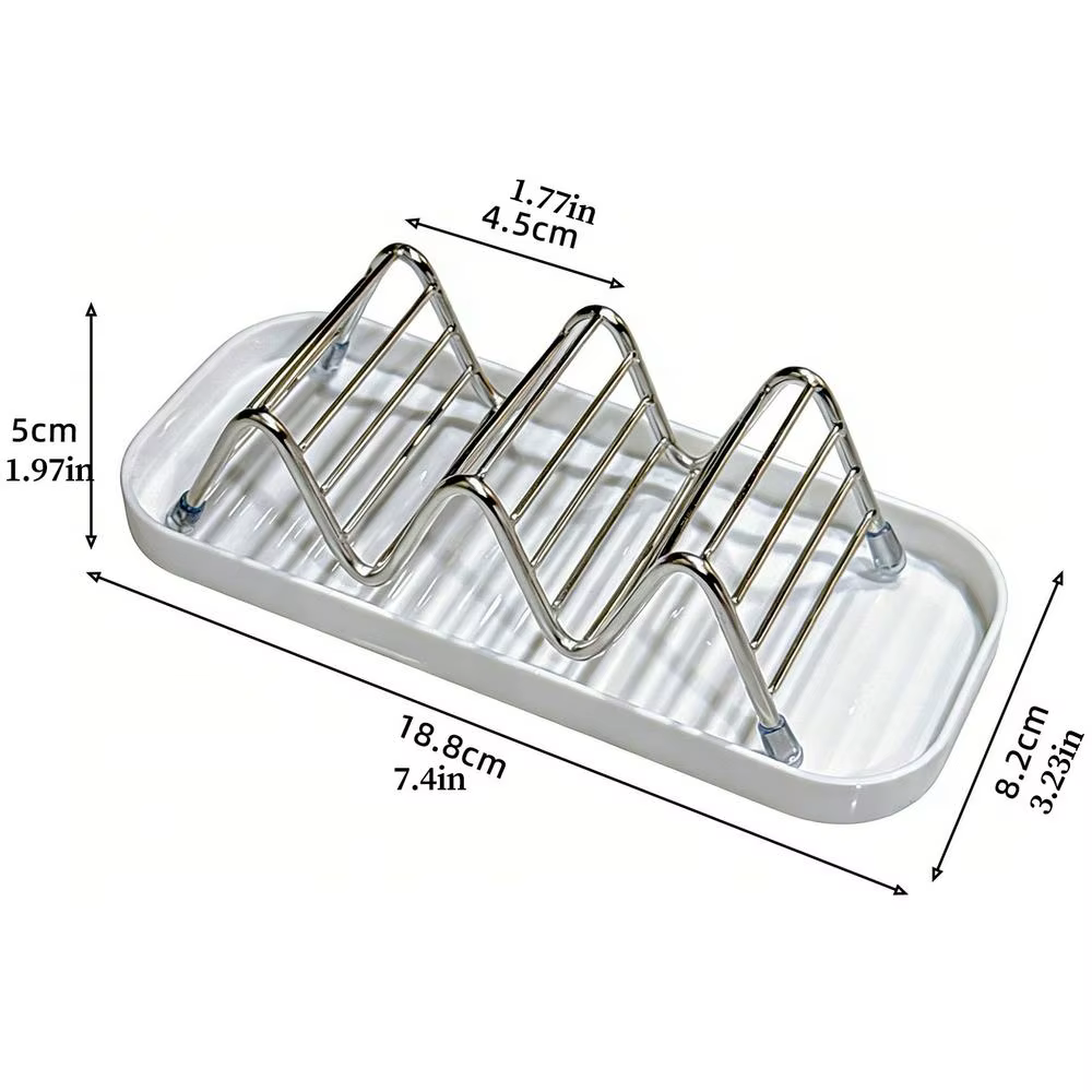 Porte-savon en acier inoxydable auto-drainant avec plateau, support pour savon en barre pour douche,