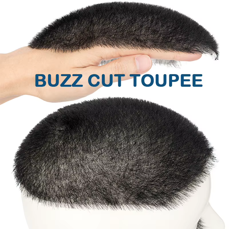 5x 7/6x8 100% cheveux humains Buzz coupe toupet pour hommes Ultra mince respirant PU Transparent com