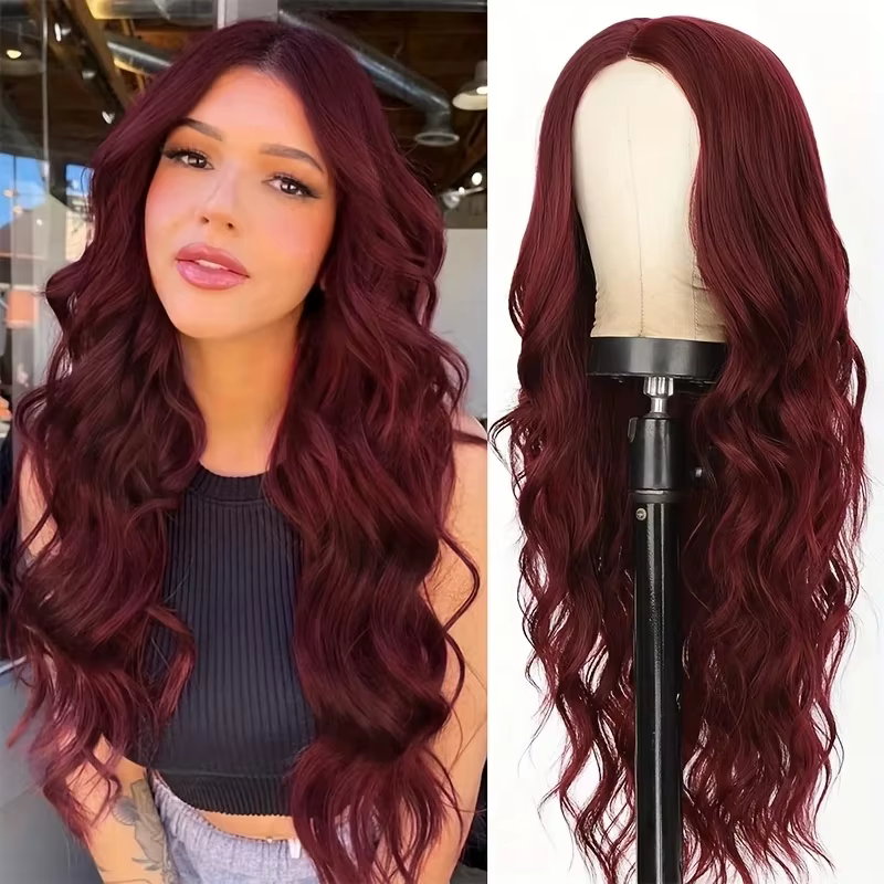 Perruque synthétique brun foncé à grandes boucles pour cosplay d'Halloween, idéale pour un usage quo