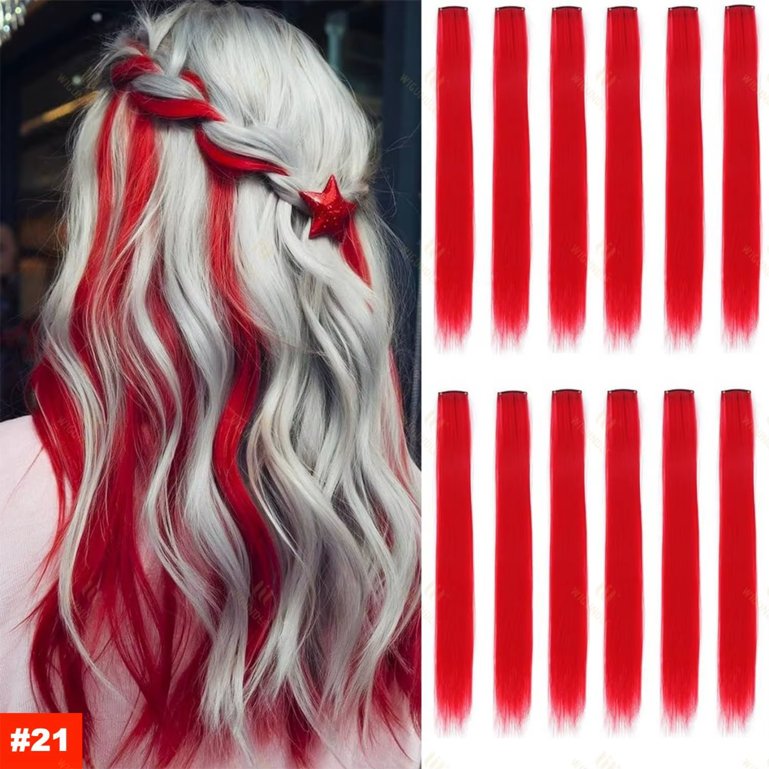 Extensions de cheveux synthétiques colorées de 22 pouces, longues et droites, arc-en-ciel, pour femm