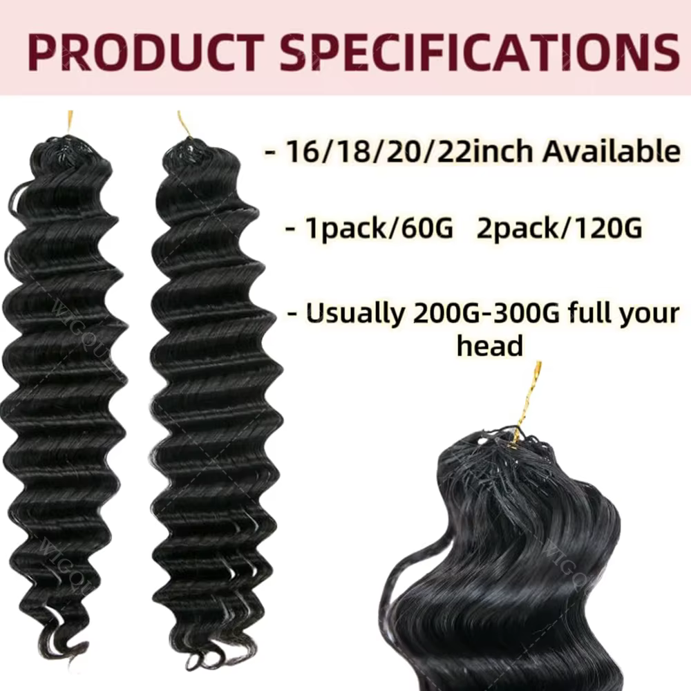 12A sans noeud pré-séparé vague profonde plume Crochet cheveux humains 100% Extensions de cheveux ré