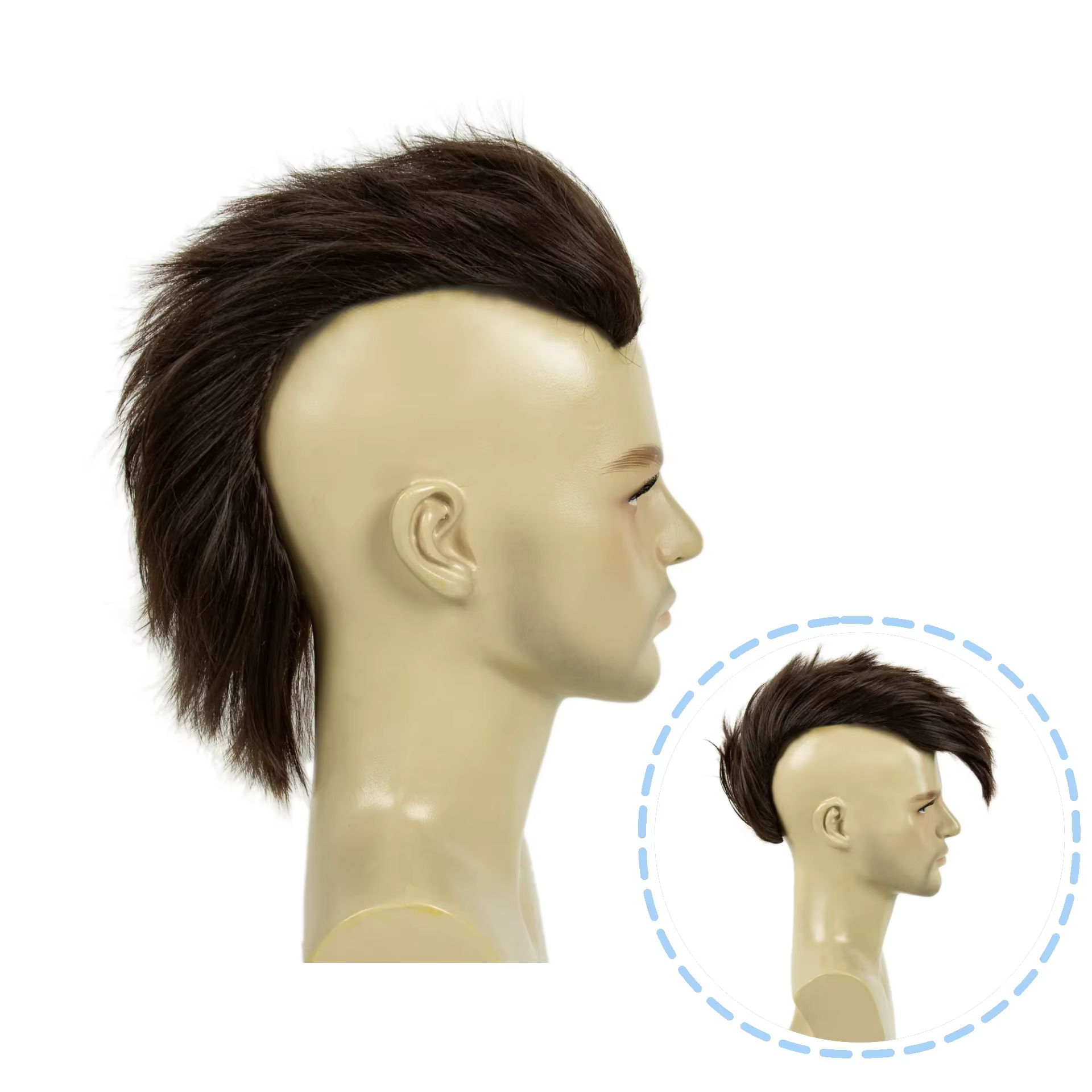 Perruque Mohawk pour hommes | Postiche pointue Punk Rock rouge et noire pour Halloween, Cosplay et