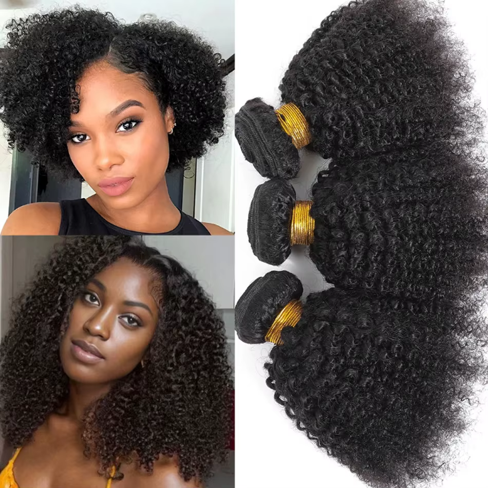Mèches brésiliennes Remy naturelles crépues et bouclées, tissage de cheveux Isee, Extension de cheve