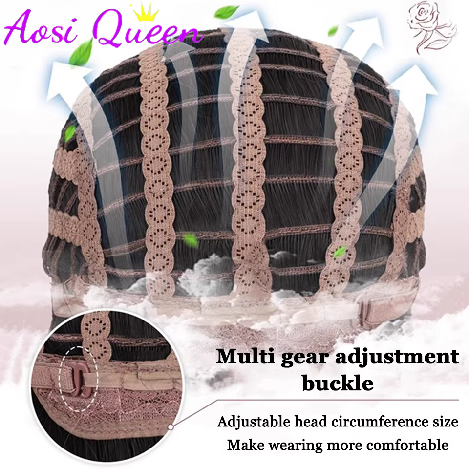 AosiQueen – perruques synthétiques ombrées noires et roses pour Cosplay, perruques longues et ondulé