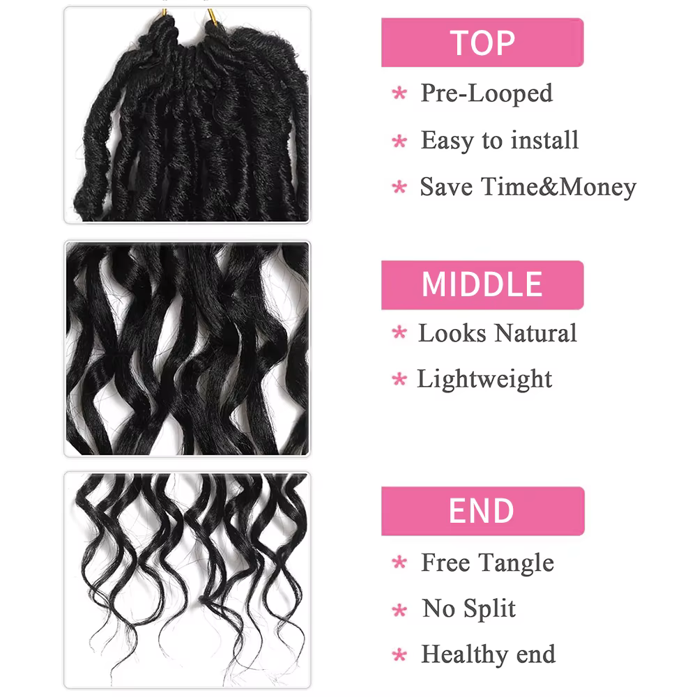 Faux Locs profonds Crochet cheveux pour femmes noires 7 paquets pré-bouclés déesse Locs Crochet chev