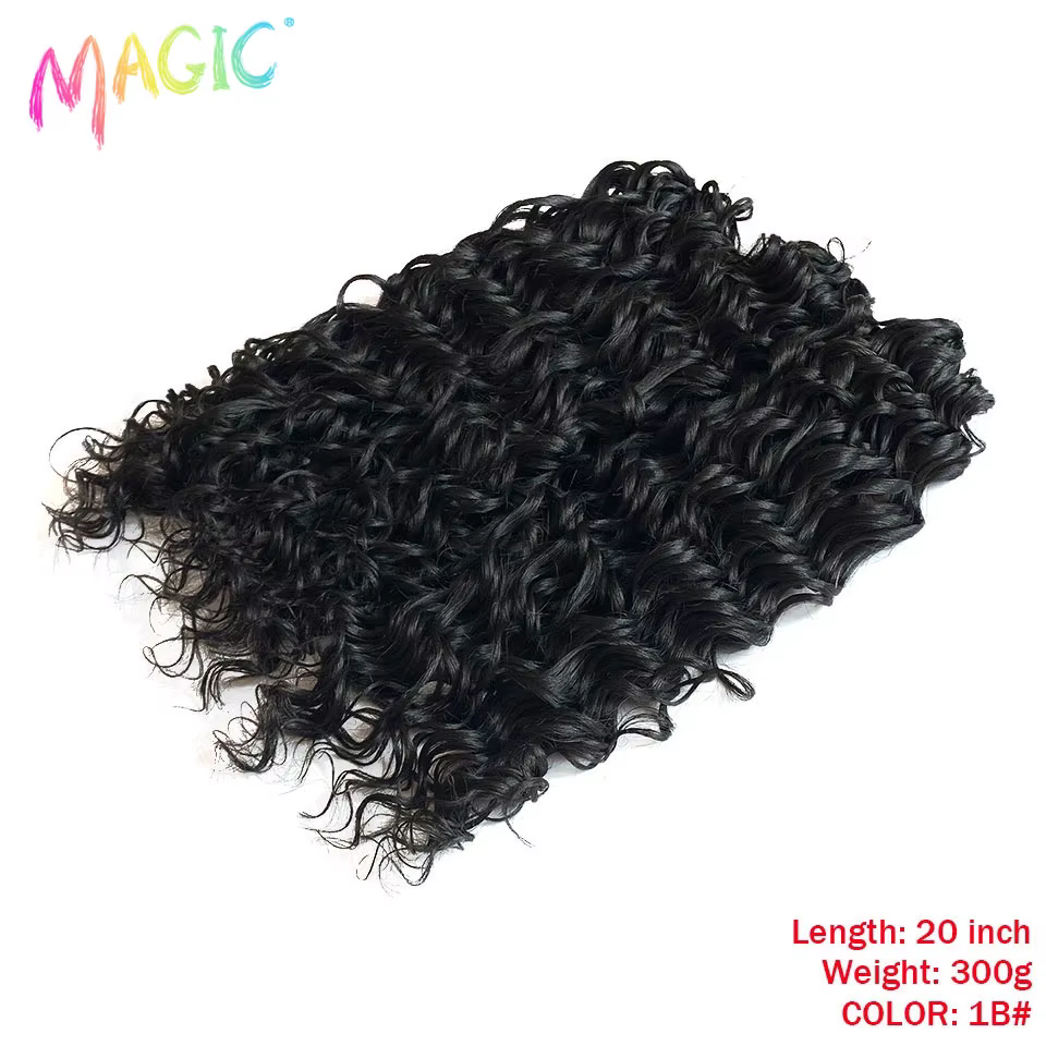 Extensions de cheveux synthétiques bouclés Magic Ombre Water Wave, 20 pouces, 3 pièces, marron blond