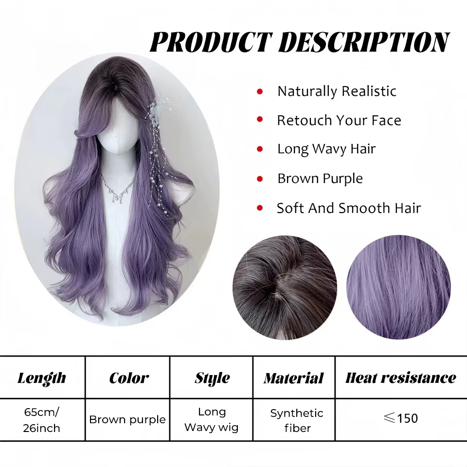OLACARE longue vague de corps noir marron violet Cosplay perruques résistant à la chaleur perruques