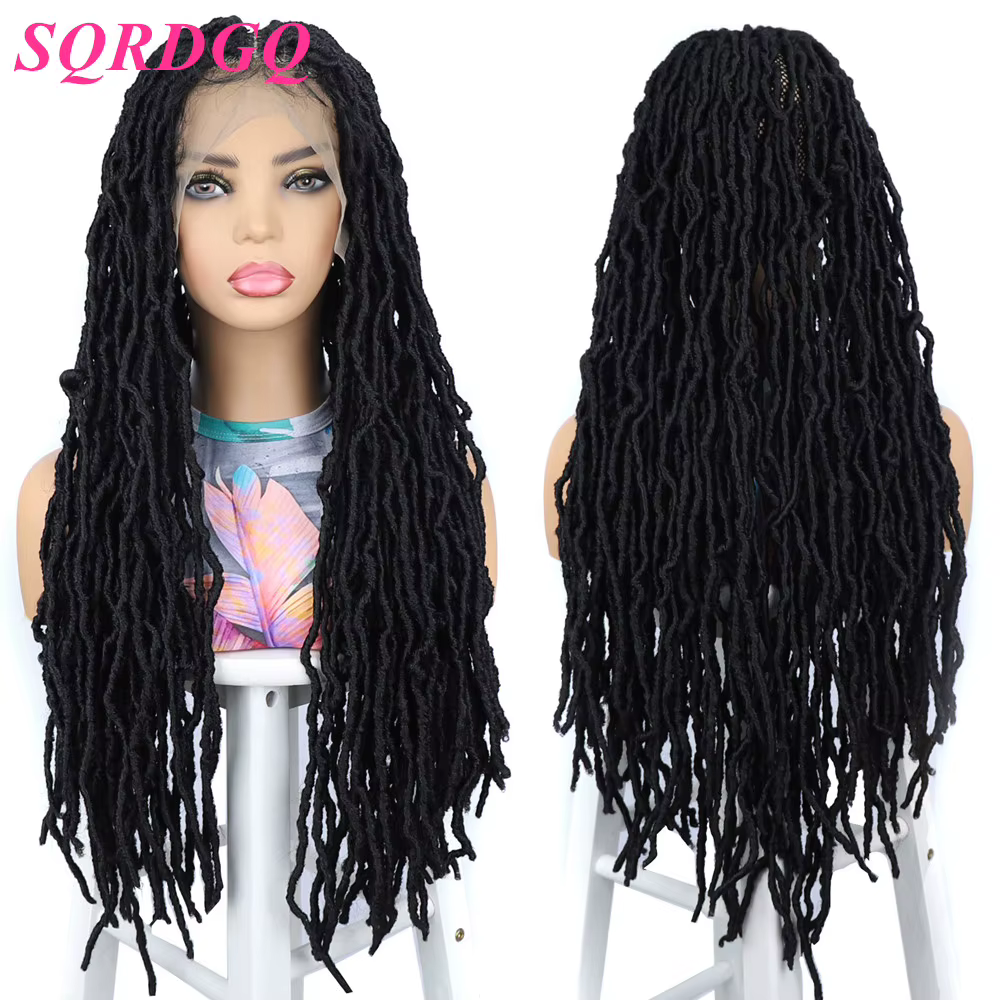 Dreadlocks perruques tressées Locs synthétiques pleine perruque de dentelle tresses féminines pleine