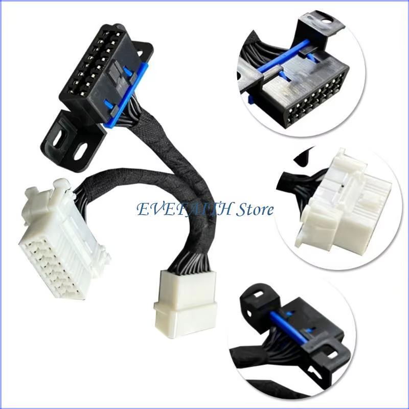 Double connecteur d'extension 124B OBDII, séparateur en Y, câble mâle à femelle 16 broches, OBD OBD2
