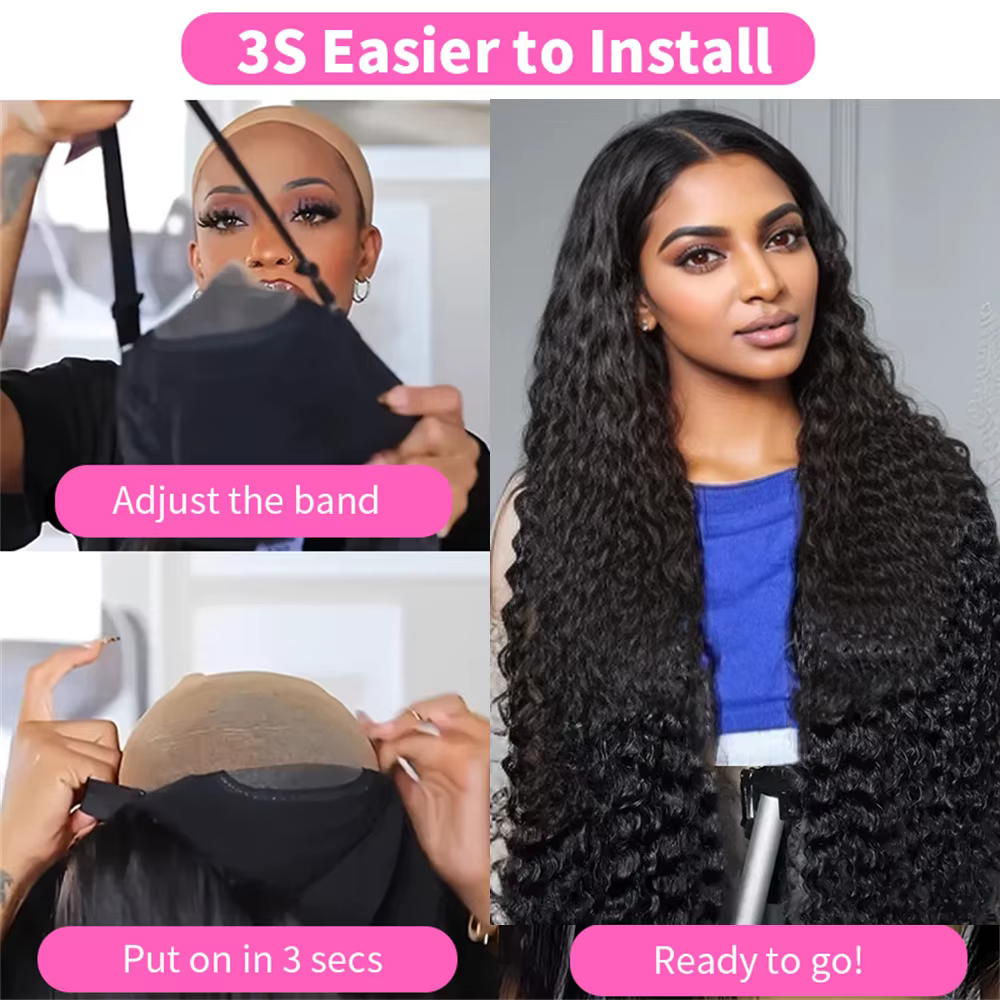 Perruque Lace Front Wig Naturelle Bouclée, Cheveux Humains, Deep Wave, HD, 13x6, 13x4, 30 Pouces, po