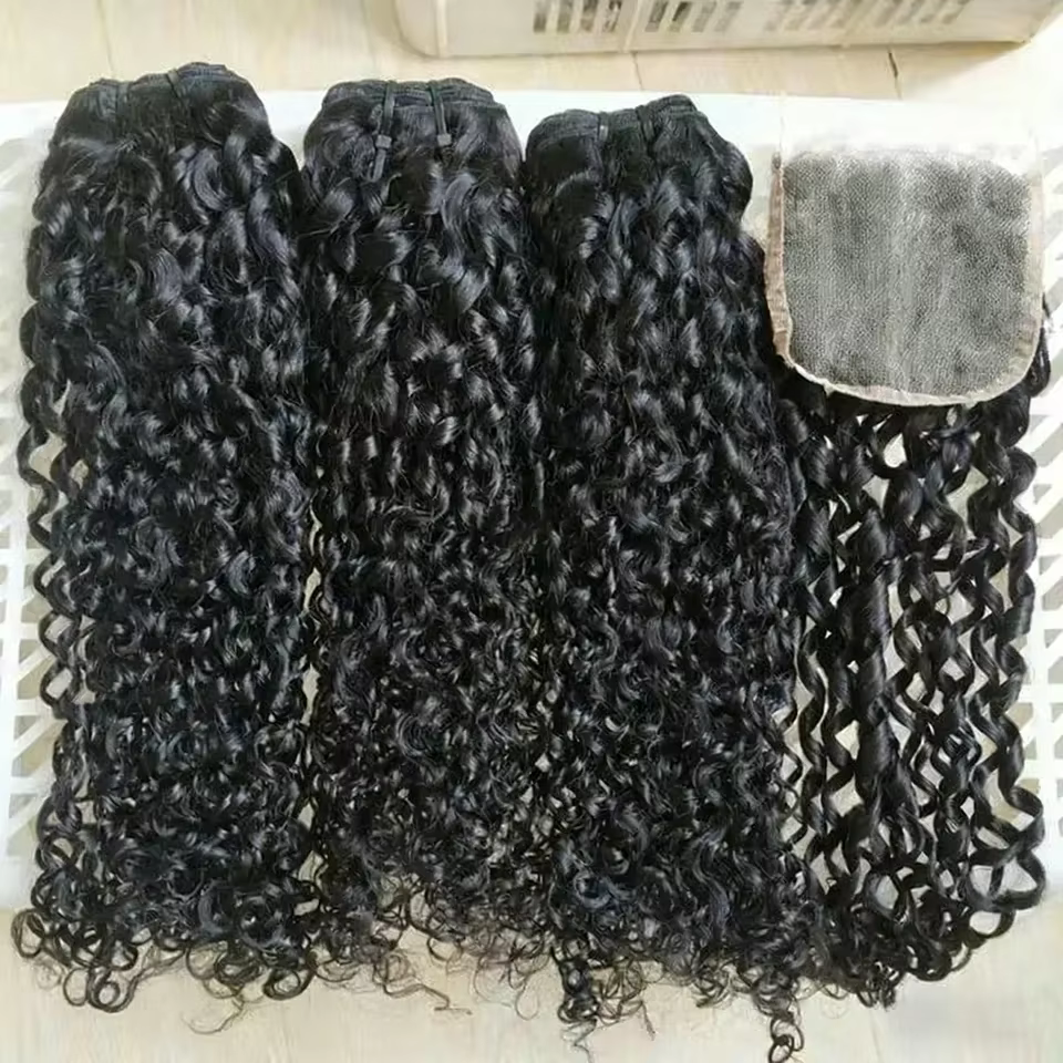Lots de Cheveux Humains Bouclés Pixie Birmans en Gros avec Fermeture en Dentelle HD, Offre Spéciale 