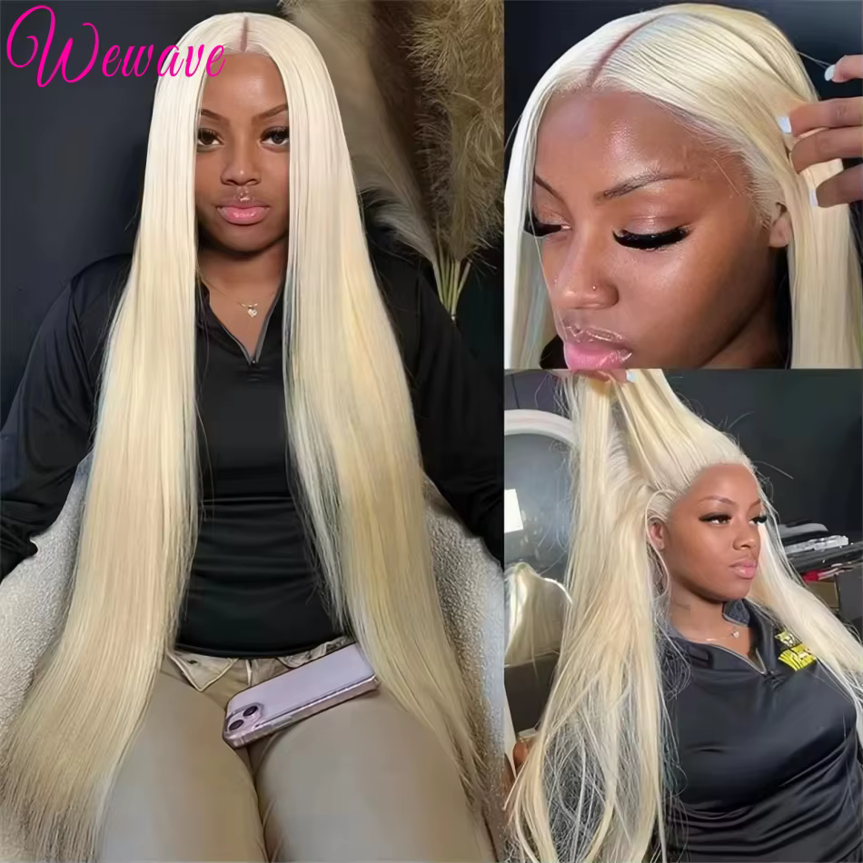 Perruque Lace Front Blonde 613 en Cheveux Humains, Perruque Frontale HD 13x6, Perruques Lace Front L