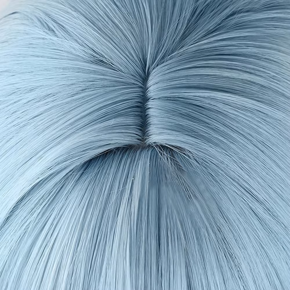 Perruque synthétique longue ondulée bleue pour femmes, avec frange, perruque moelleuse de jeu d'anim