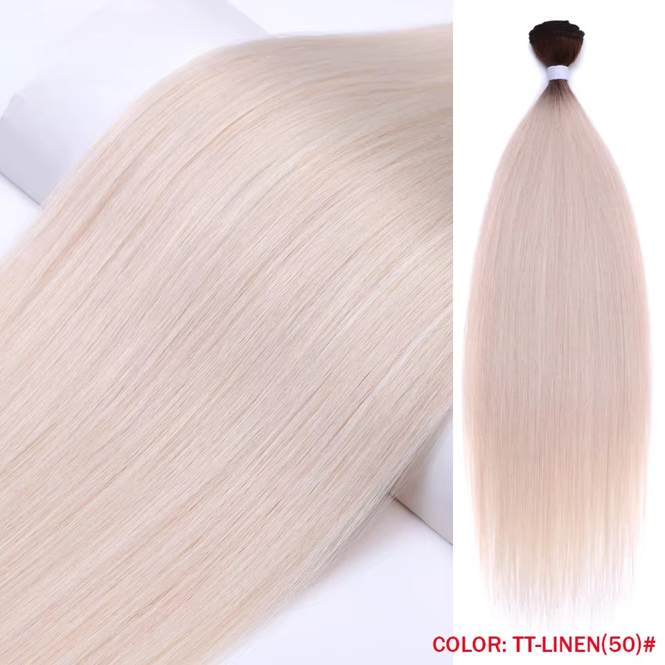 Mèches synthétiques naturelles lisses pour Salon de coiffure, faux cheveux en Fiber de haute tempéra