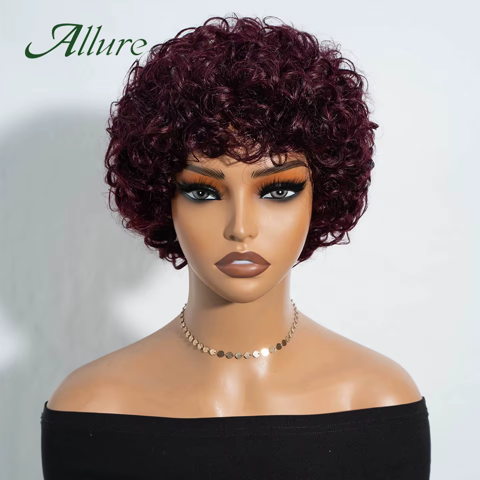 Perruques en cheveux humains Jerry Curly pour femmes noires, perruque courte pixie afro bouclée de 1