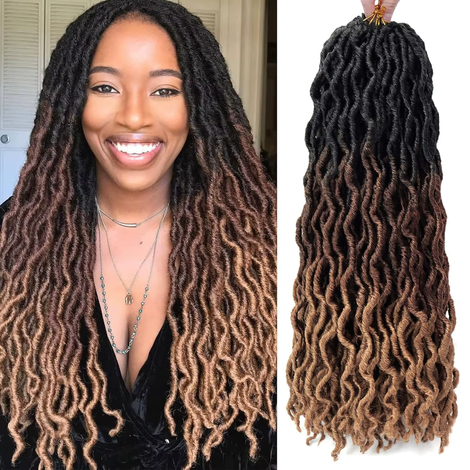 18/24 pouces déesse Faux locs Crochet cheveux 6 paquets/Lot doux gitane Locs ondulés Crochet tresses