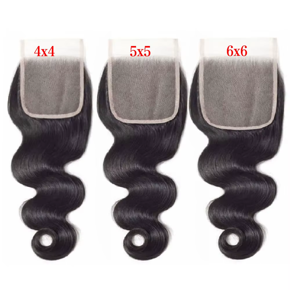 4x4 5x5 fermeture de vague de corps 6x6 fermeture frontale en dentelle de cheveux humains pour les f