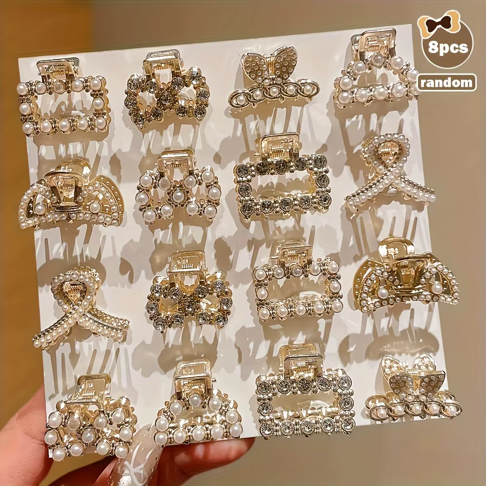 Un ensemble de 8 mini pinces à cheveux rétro pour femmes, pinces pour la ligne des cheveux, style él