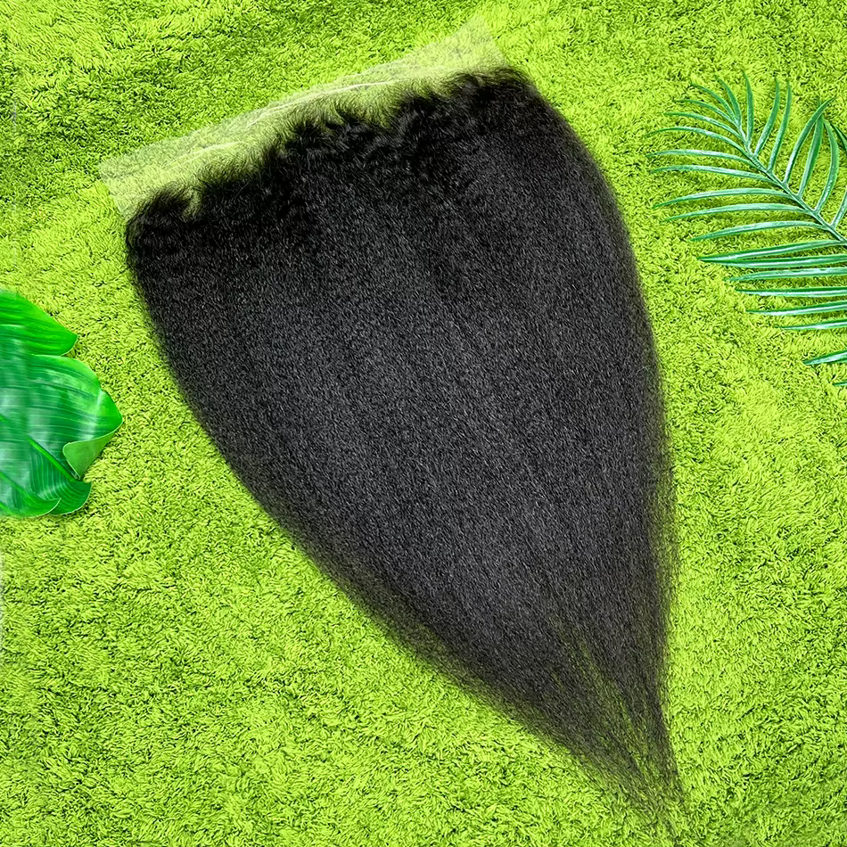 Cheveux humains lisses crépus 13x6 HD Lace Frontal # Cheveux humains vierges bruts, couleur naturell