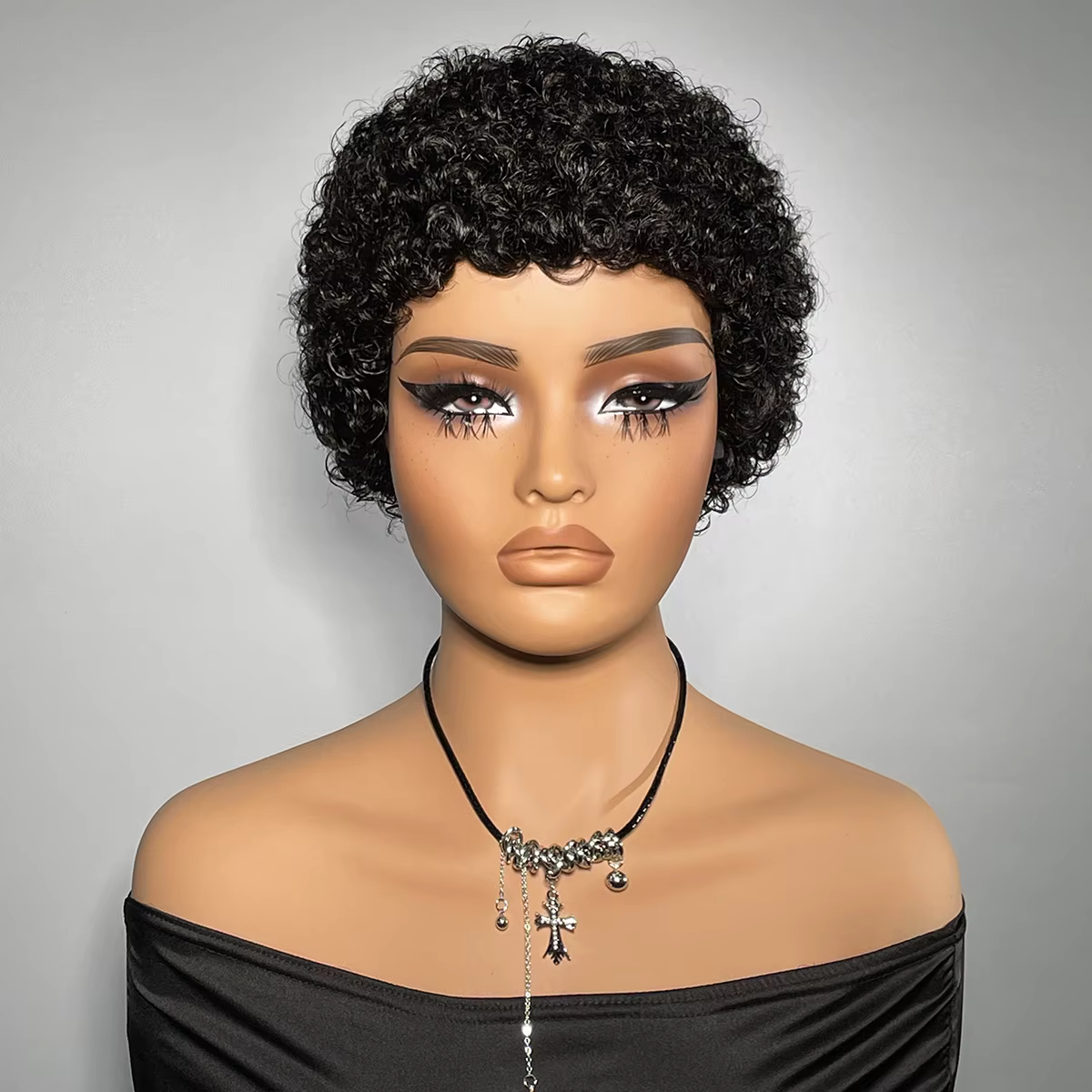 Kinky Curly Human Hair Wigs for Women, Colored 27 99J Short Curly Wigs, 100% Human Hair, Machine Mad