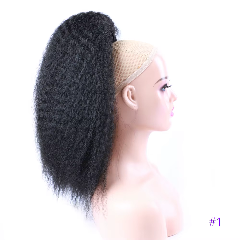 Faux cordon synthétique queue de cheval Extension de cheveux élastique pour les femmes crépus bouclé