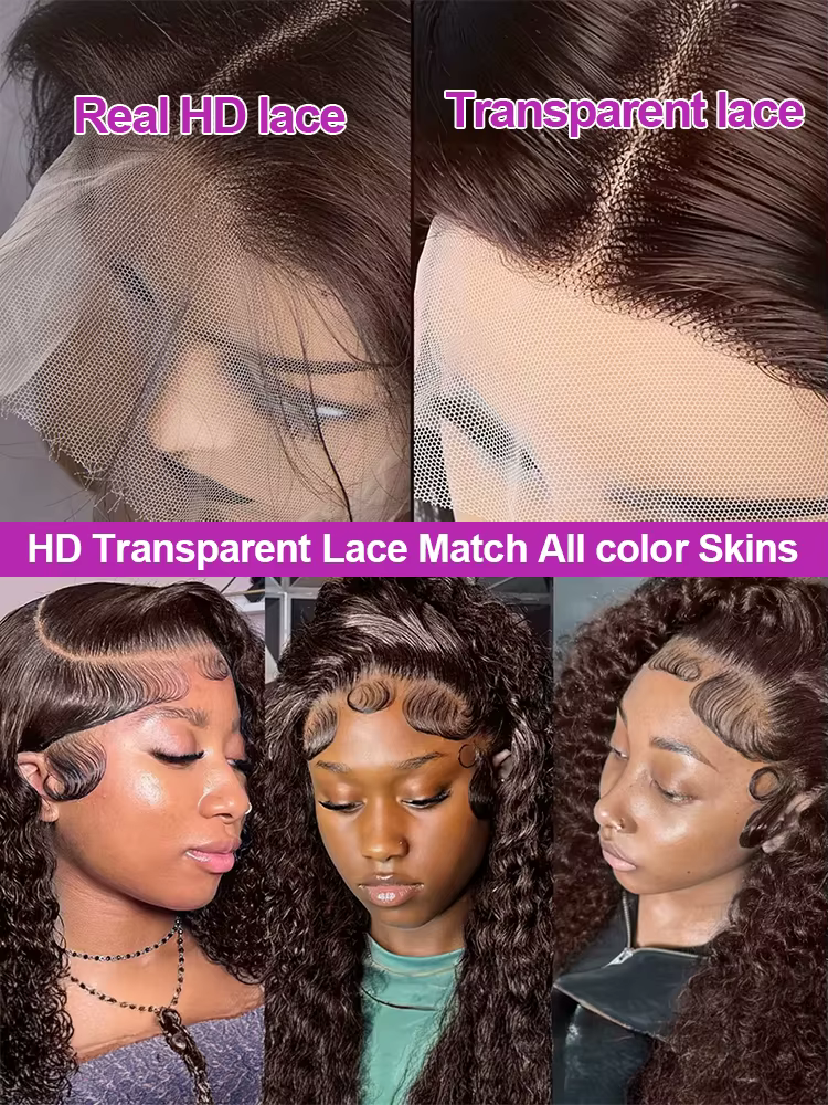 Perruque Lace Front Wig Deep Wave Naturelle Bouclée Brun Chocolat, 13x6, 40 Pouces, Densité 300, Doc