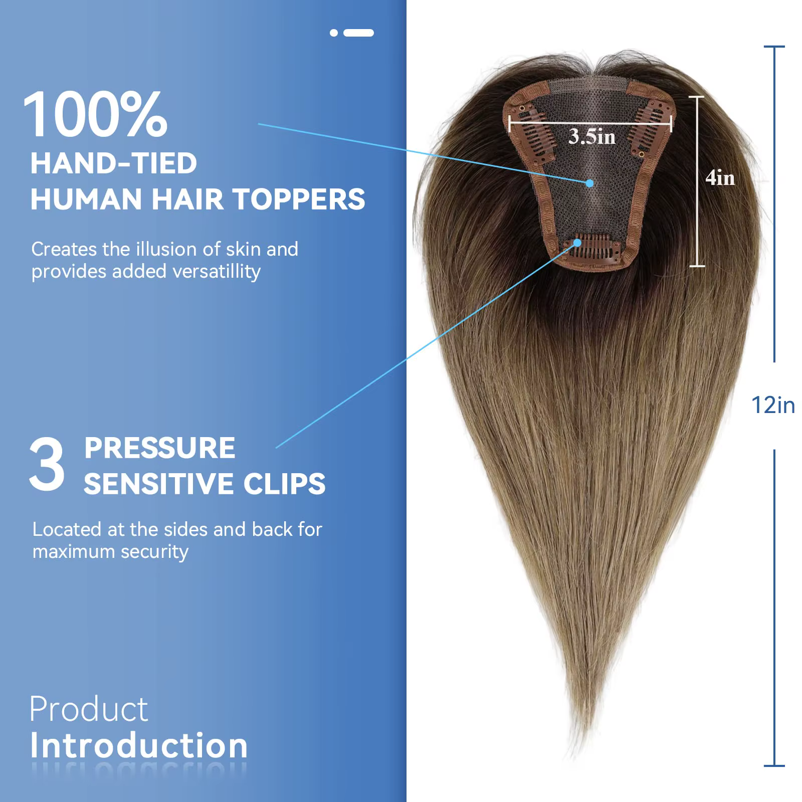 Toppers de cheveux 100% naturels Remy, gris ombré, blond cendré, pour femmes, perte de cheveux, Base