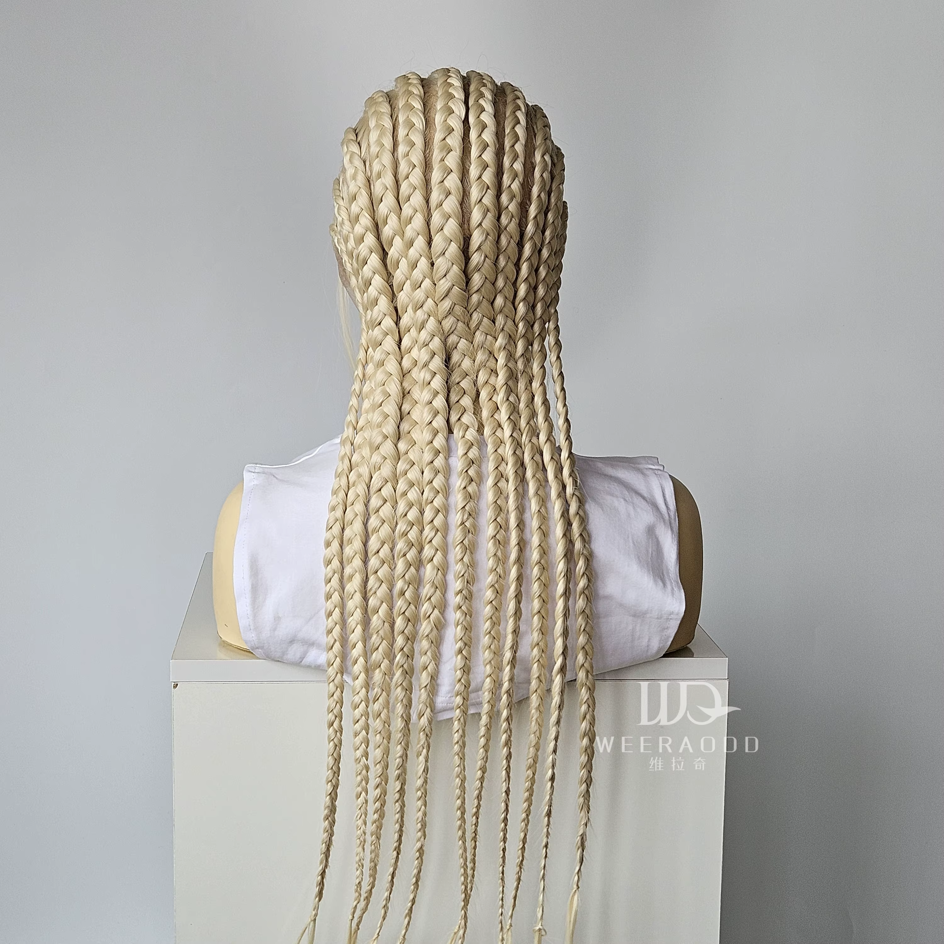 Perruque Lace Frontal Wig tressée Blonde 613, perruque Cornrow 26 pouces, perruques synthétiques san