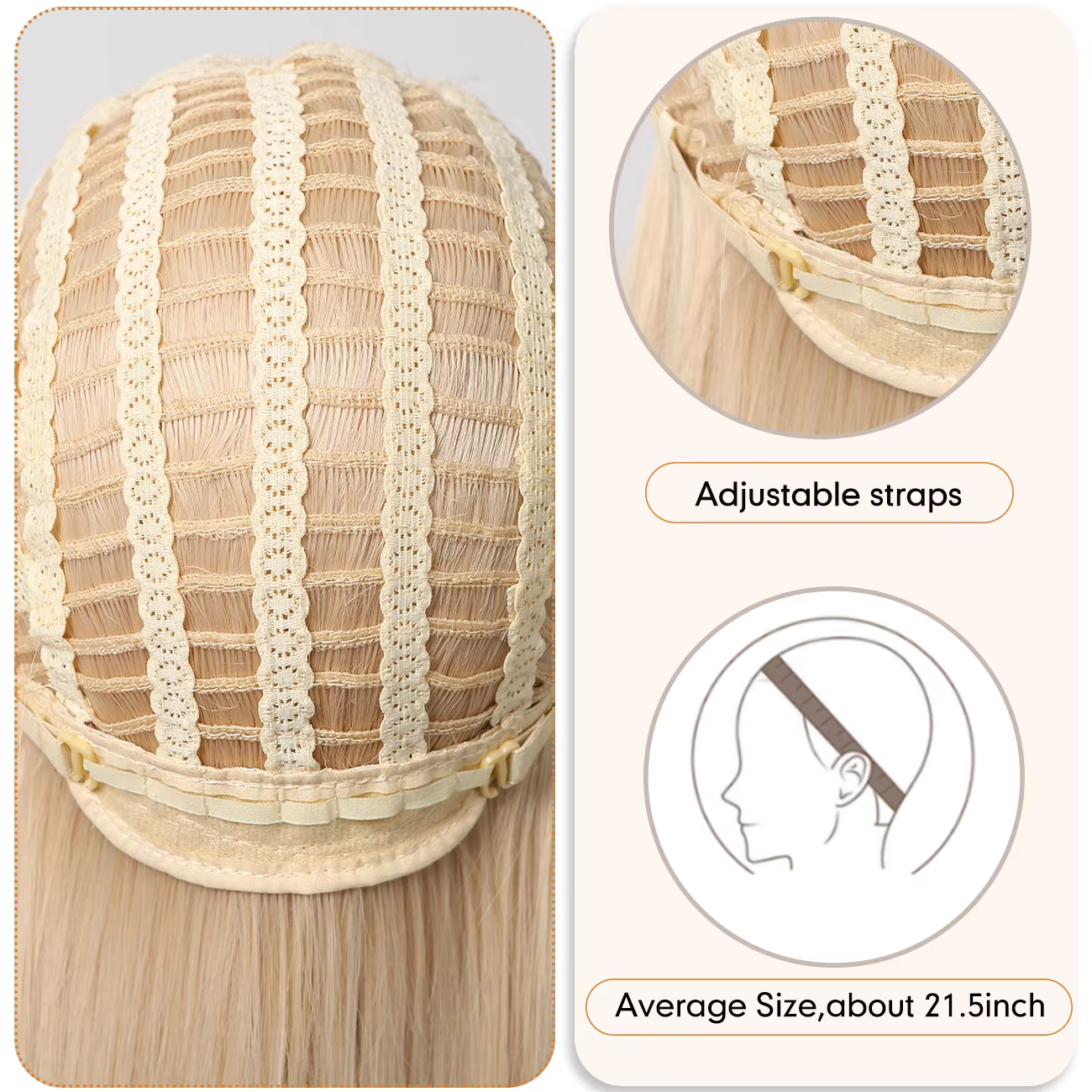 Perruque synthétique longue ondulée Blonde platine 613, avec frange, bouclée, mixte dorée, pour femm