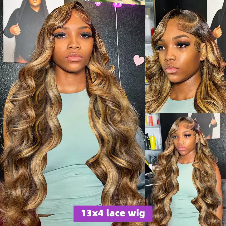 Perruque Lace HD 13x4 en Cheveux Humains Brésiliens, 34 Pouces, Densité 250, Ondulation Body Wave, O