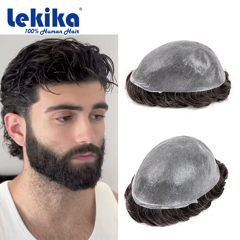 0.03mm PU Ultra mince peau toupet naturel hommes perruque Invisible mâle cheveux prothèse V boucle s