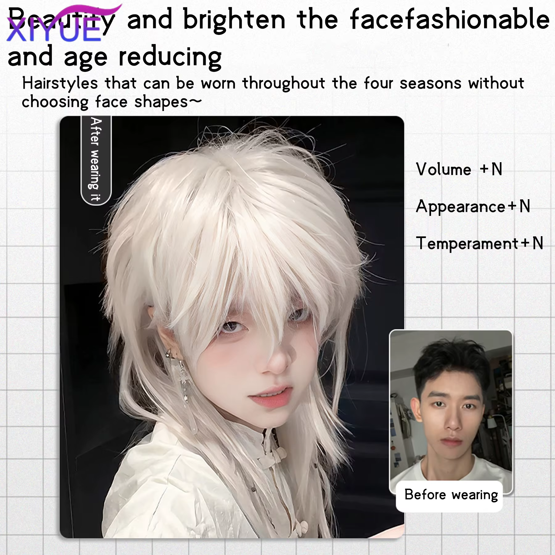 Perruque synthétique à tête de mulet Blonde, longue et lisse, moelleuse, Lolita Cosplay, résistante 