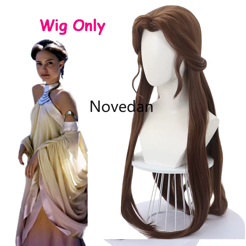 Costume de cosplay Padmé Amidala avec perruque, robe longue élégante classique de reine, tenue unifo